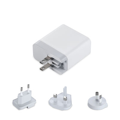 Multi-Port USB Wandlader met Verwisselbare Stekkers, 60W USB-A & USB-C Stroomadapter voor Thuis, Kantoor en Reizen