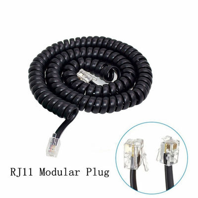 RJ9 RJ11 RJ12 Zwarte telefoonlijn Kabel Spiraal telefoonkoord 24AWG 350MHz