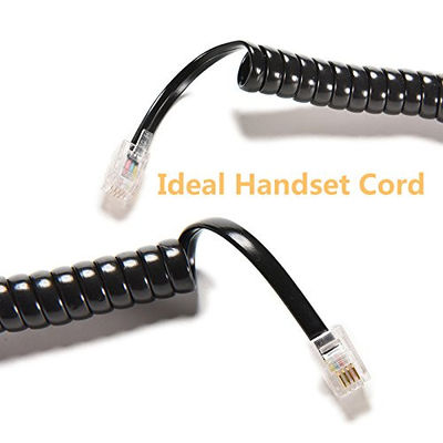 RJ9 RJ11 RJ12 Zwarte telefoonlijn Kabel Spiraal telefoonkoord 24AWG 350MHz