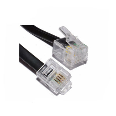 RJ9 RJ11 RJ12 Zwarte telefoonlijn Kabel Spiraal telefoonkoord 24AWG 350MHz