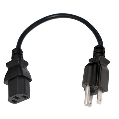 Universele NEMA 5-15P tot IEC C13 stroomkabel 10A 250V UL-gecertificeerd voor computers/servers/medische apparatuur