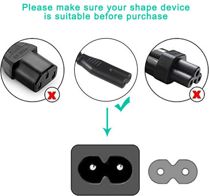 VDE-goedgekeurde stroomleiding voor laptop met EU 2PIN-plug en IEC C7 C8