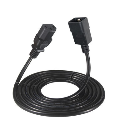 10A IEC Vrouwelijk einde C20 tot C13 Elektriciteitskabel VDE 2 Ft Zwarte verlengkabel