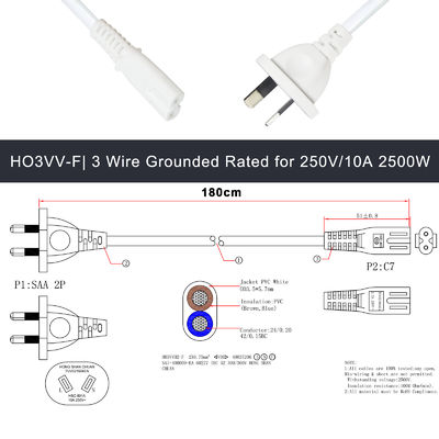 ROHS-standaard Figuur 8 2 Prong C7 elektrisch stroomkabel 2Pin Ps5 stroomkabel