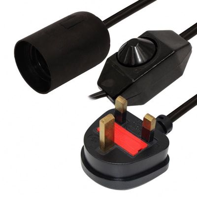 Zoutlamphouder E27 Elektrisch stroomkoord met 6ft H03VVH2-F 0.75mm/2C UK 3pin Plug