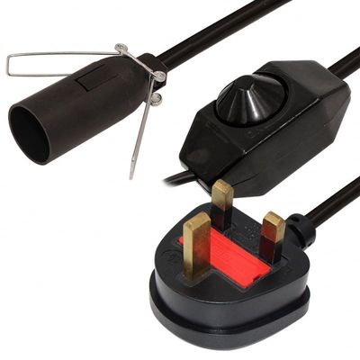 Zoutlamphouder E27 Elektrisch stroomkoord met 6ft H03VVH2-F 0.75mm/2C UK 3pin Plug