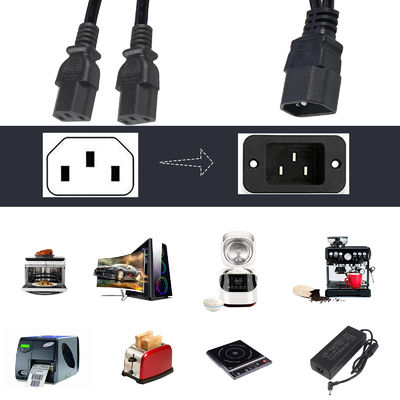 Duurzaam OEM ODM Power C14 C13 3 Way Splitter Extension Cord 0,8m IP11