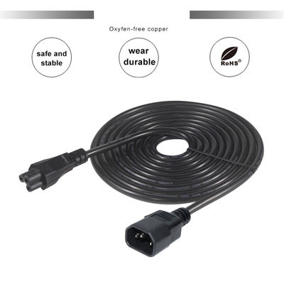 1Ft C14 geleider universele laptop stroomkabel met IEC C5 vrouwelijk eind verlengkabel