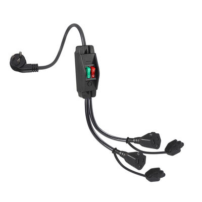 15A/125V Flat Plug Inline 1 Main Line 2 Sub Nema 515P 3Pin Y Type Splitter Power Cord Met Switch