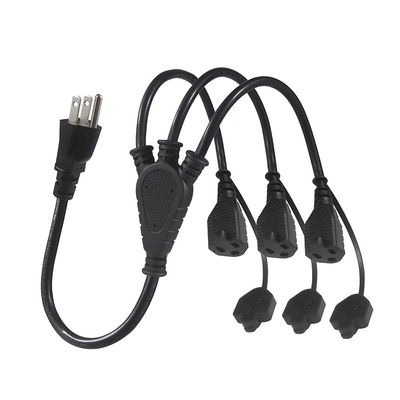 USA-certificaat 6Ft 3 Pin Plug 515P tot 3 Way Nema 515R Ac Extension Cord Three Prong Outlet Splitter