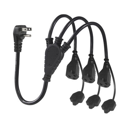 USA-certificaat 6Ft 3 Pin Plug 515P tot 3 Way Nema 515R Ac Extension Cord Three Prong Outlet Splitter