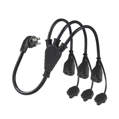 USA-certificaat 6Ft 3 Pin Plug 515P tot 3 Way Nema 515R Ac Extension Cord Three Prong Outlet Splitter