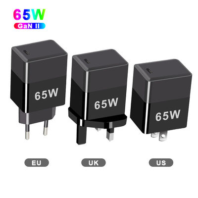 Kortsluitingsbescherming 65W GaN-oplader met QC4.0 PD en USB C-poorten EU/US/UK Plug