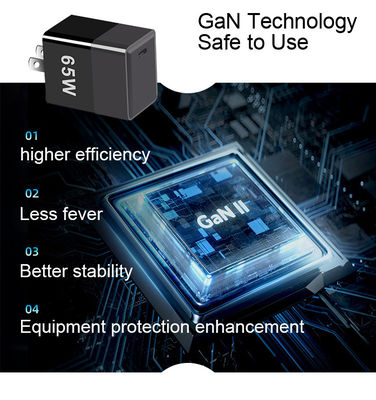 Kortsluitingsbescherming 65W GaN-oplader met QC4.0 PD en USB C-poorten EU/US/UK Plug