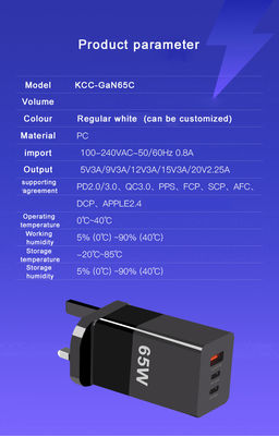 65W Mini Type-C Fast Charging PPS 65W GaN Charger met drie poorten en A 2C technologie