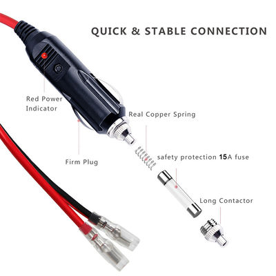 Fuse 15A met LED licht auto sigarettenverlichting Strip eind verlengkabel