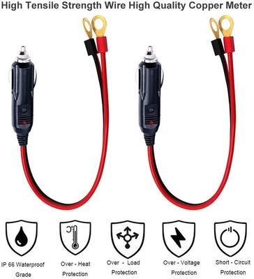 1M Spt-2 12V 24V zonne-energie kabel auto sigarettenanker mannelijke adapter naar 2 ring terminal