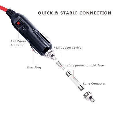 1M Spt-2 12V 24V zonne-energie kabel auto sigarettenanker mannelijke adapter naar 2 ring terminal