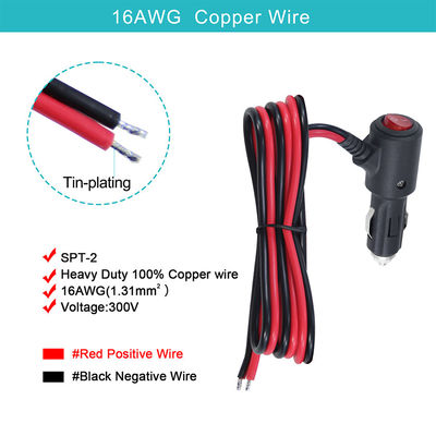 ON OFF Schakelaar Hoek Sigarettenanker Man Plug Auto Charger Zonne-energie Kabel 18AWG 16AWG