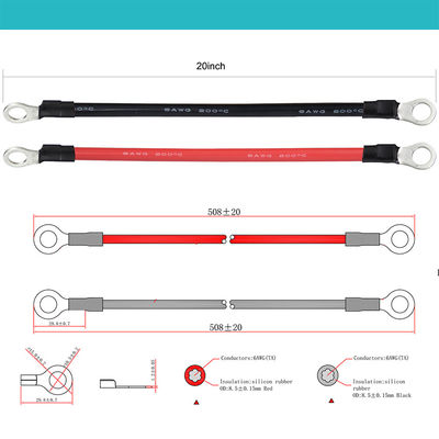 Gepersonaliseerde 14AWG Autobatterij Chargimg Verlengkabel Draad O Ring Terminal
