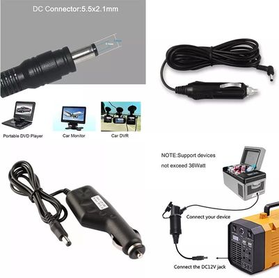 Draagbare DC12V auto sigarettenanker aansluitkabel met 5,5 mm * 2,1 mm connector
