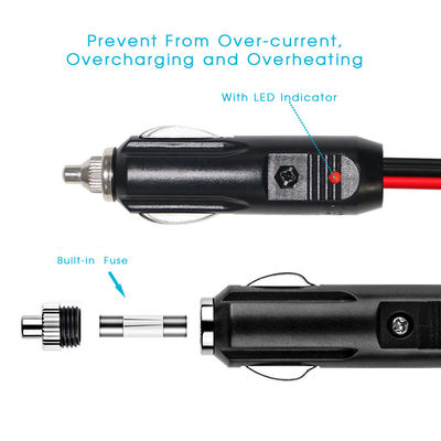 RoHS 24V 2468 18AWG met 2 in 1 auto sigarettenanker kabel man tot vrouw stekker