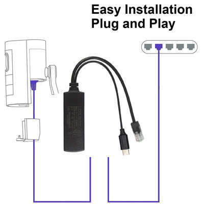 IEEE802.3af RJ45 TYPE-C Kabel 12v 24v 48v POE Splitter Power Over Ethernet Adapter