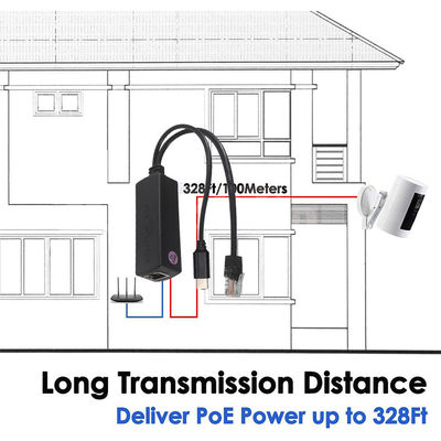 IEEE802.3af RJ45 TYPE-C Kabel 12v 24v 48v POE Splitter Power Over Ethernet Adapter