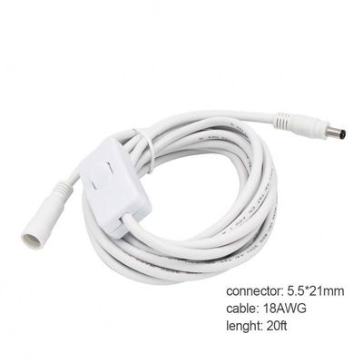 Op maat gemaakte 12V gelijkstroomverlengkabel 5,5*2,5 mm man tot vrouw met schakelaar 120cm
