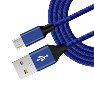 Oorspronkelijke zwarte micro USB-data kabel 6ft lang Nylon gevlochten voor mobiele telefoon MP3