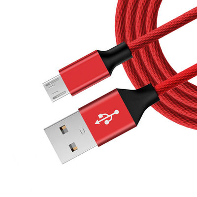 Oorspronkelijke zwarte micro USB-data kabel 6ft lang Nylon gevlochten voor mobiele telefoon MP3