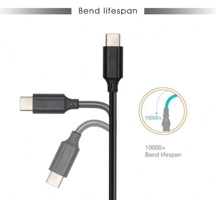 Foliebescherming USB Type C snellaadkabel 1m/3m Wit/Zwart