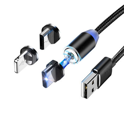 USB-type Micro-USB 360 graden 3 in 1 Led USB-magnetische adapterkabel voor snel opladen