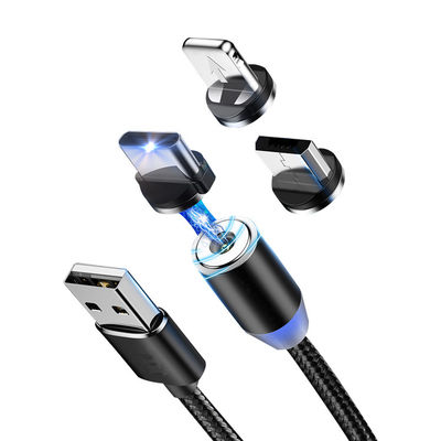 USB-type Micro-USB 360 graden 3 in 1 Led USB-magnetische adapterkabel voor snel opladen