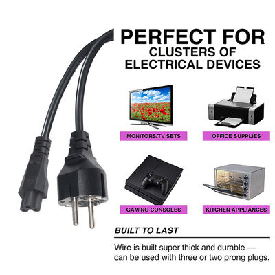 1.8M VDE CEE 77 EU tot C5 Cloverleaf Power Cable PC Laptop Power Cord