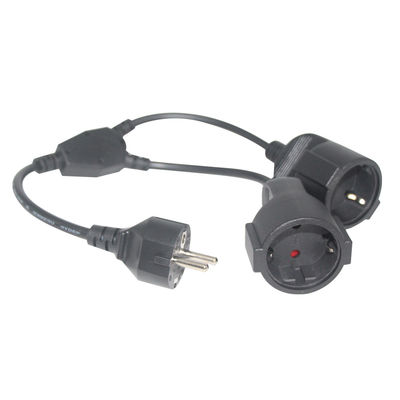 6 ft zwart cee/7 EU AC Power Cord 3Pin Splitter Cable 1 tot Double Female Y Type Split Lead