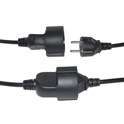 6 ft zwart cee/7 EU AC Power Cord 3Pin Splitter Cable 1 tot Double Female Y Type Split Lead