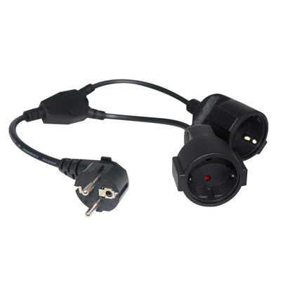 6 ft zwart cee/7 EU AC Power Cord 3Pin Splitter Cable 1 tot Double Female Y Type Split Lead