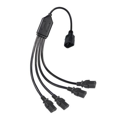 Zwarte spoelhoekconnector H05vv F Plug Iec C13 Iecc14 Man tot Vrouw Y Splitter Kabel Stromverlengingskabel