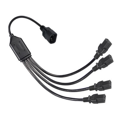 Zwarte spoelhoekconnector H05vv F Plug Iec C13 Iecc14 Man tot Vrouw Y Splitter Kabel Stromverlengingskabel
