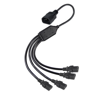 Zwarte spoelhoekconnector H05vv F Plug Iec C13 Iecc14 Man tot Vrouw Y Splitter Kabel Stromverlengingskabel