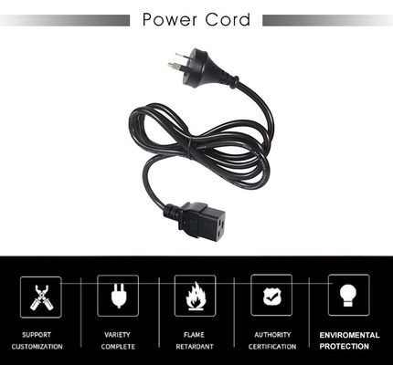 6ft PVC Jacket Australië 3 Pin Plug to IEC 60320 C19 Power Supply Cord voor Servers PDU