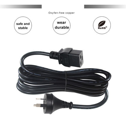 6ft PVC Jacket Australië 3 Pin Plug to IEC 60320 C19 Power Supply Cord voor Servers PDU