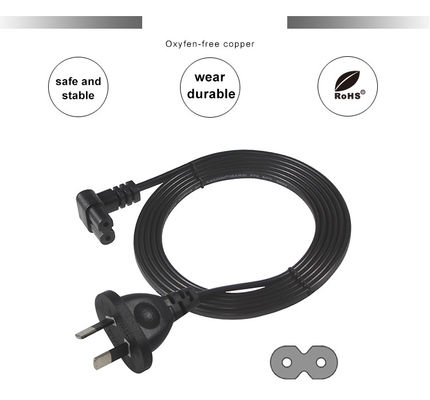 2m SAA Iec Plug H03vvh2f 2X075mm2 Australische 2 Prong Figuur 8 Ac Kabel Einde Uitbreiding Hoek C7 Connector Power Cord