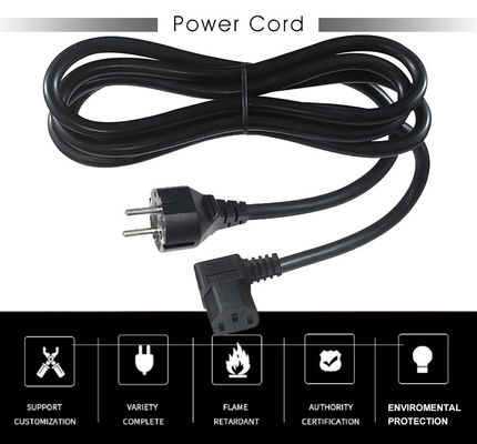 VDE Europese Schuko Cee 77 7/7 250V H05vv-F 3G2.5 90 graden C13 Rechthoekstroomkabel