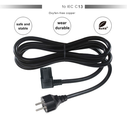 VDE Europese Schuko Cee 77 7/7 250V H05vv-F 3G2.5 90 graden C13 Rechthoekstroomkabel