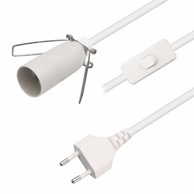 6ft Europese 2 prong AC Power Extension Cord E12 Set met draadclip en Edison Lamp Socket