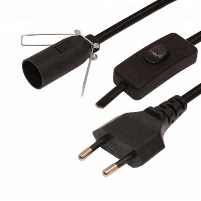 6ft Europese 2 prong AC Power Extension Cord E12 Set met draadclip en Edison Lamp Socket