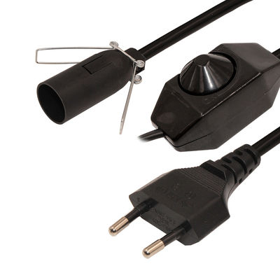 6ft Europese 2 prong AC Power Extension Cord E12 Set met draadclip en Edison Lamp Socket