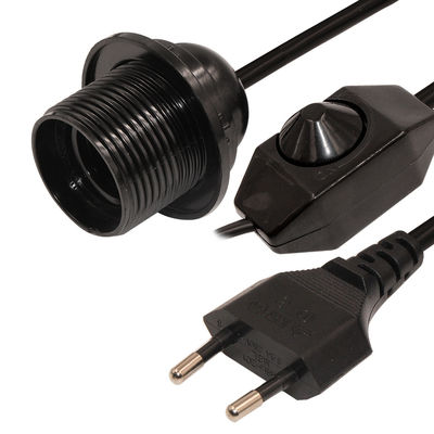 6ft Europese 2 prong AC Power Extension Cord E12 Set met draadclip en Edison Lamp Socket